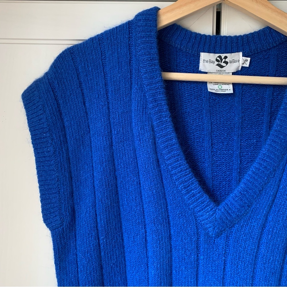 Vintage The Bay Silk Angora Cobalt blue Sweater Vest